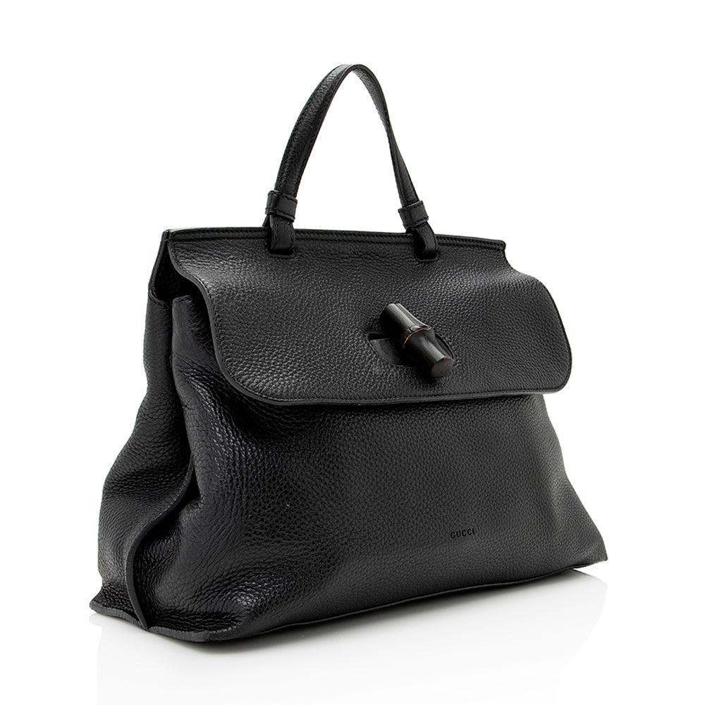 Gucci Leather Bamboo Daily Medium Satchel (SHF-20568)