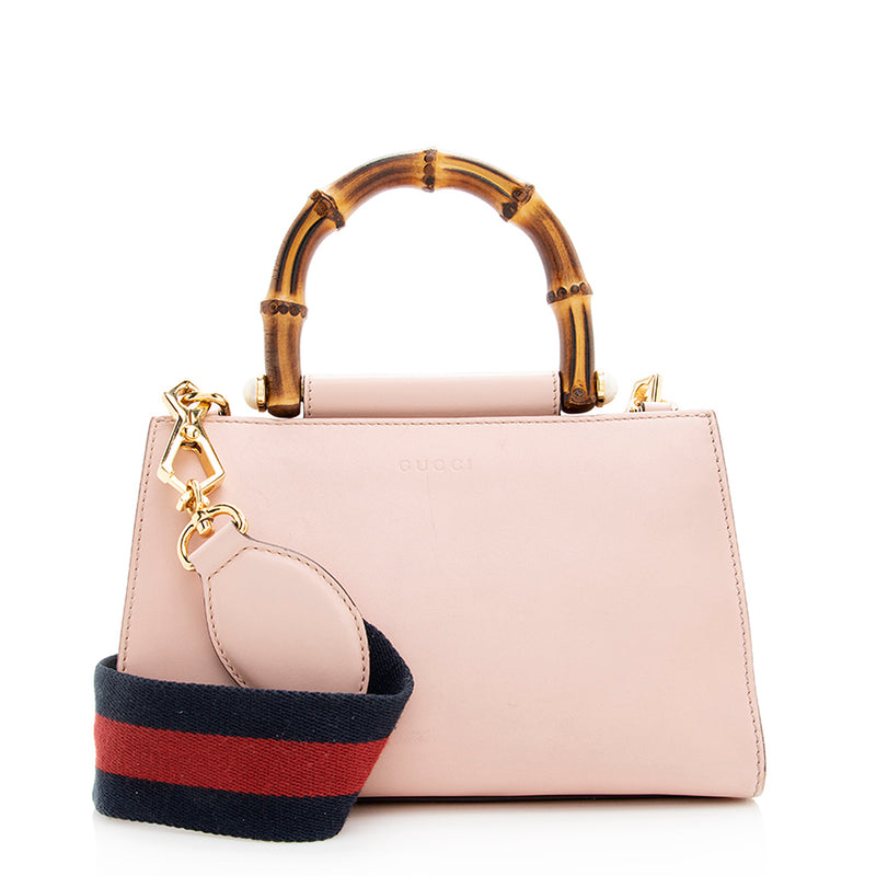 Gucci Leather Bamboo Nymphaea Top Handle Small Tote (SHF-20538)