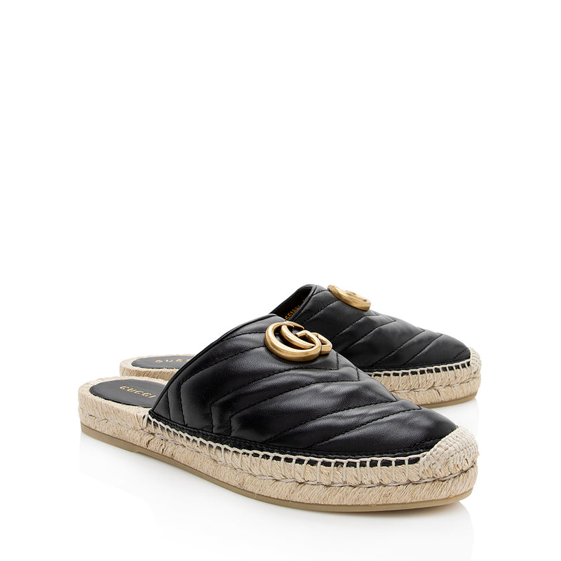 Gucci Matelasse Leather GG Marmont Mules - Size 7 / 37 (SHF-18374)