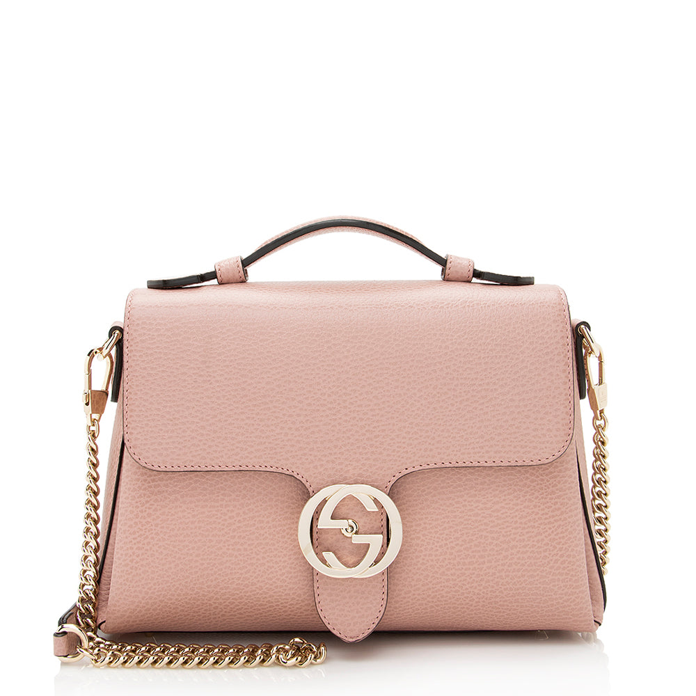 Gucci GG Interlocking Pink Leather Crossbody Clutch Bag