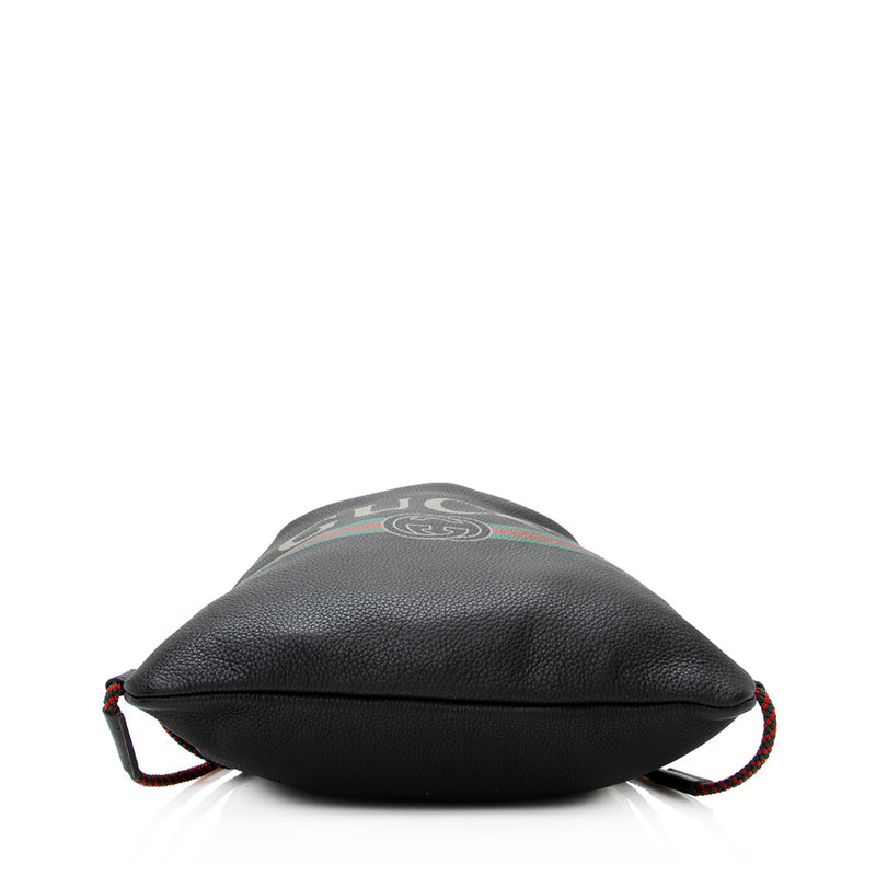 Gucci Leather Logo Drawstring Backpack (SHF-20714)