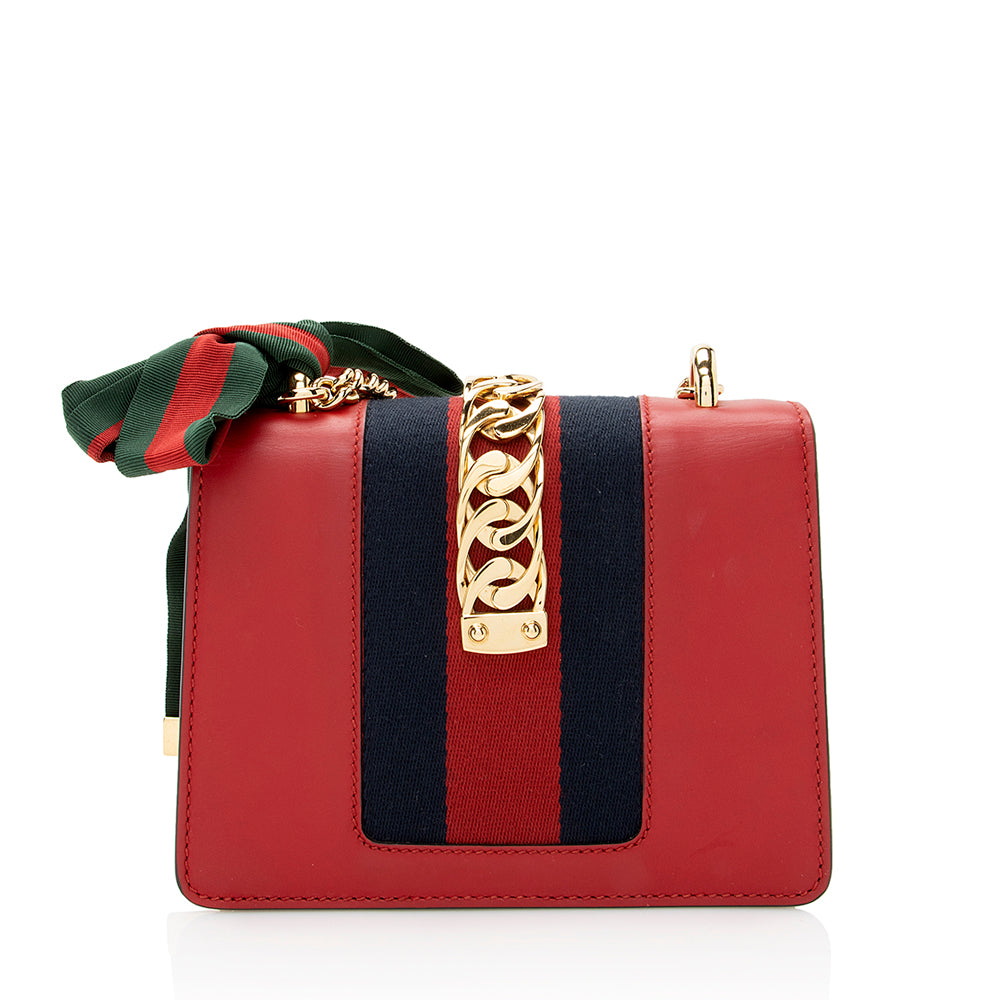 Gucci Leather Sylvie Mini Chain Bag (SHF-22529)