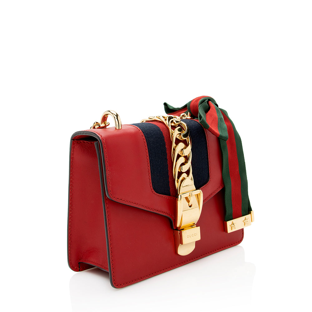 Gucci Leather Sylvie Mini Chain Bag (SHF-22529)