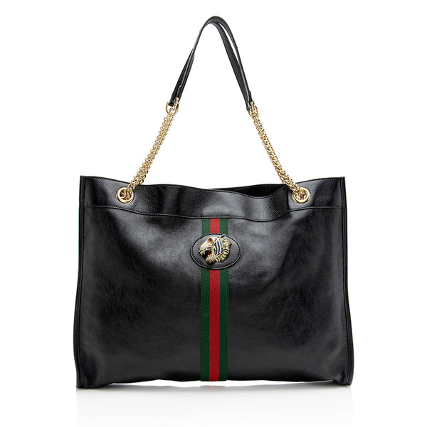 Gucci Leather Rajah Large Tote (SHF-23398)