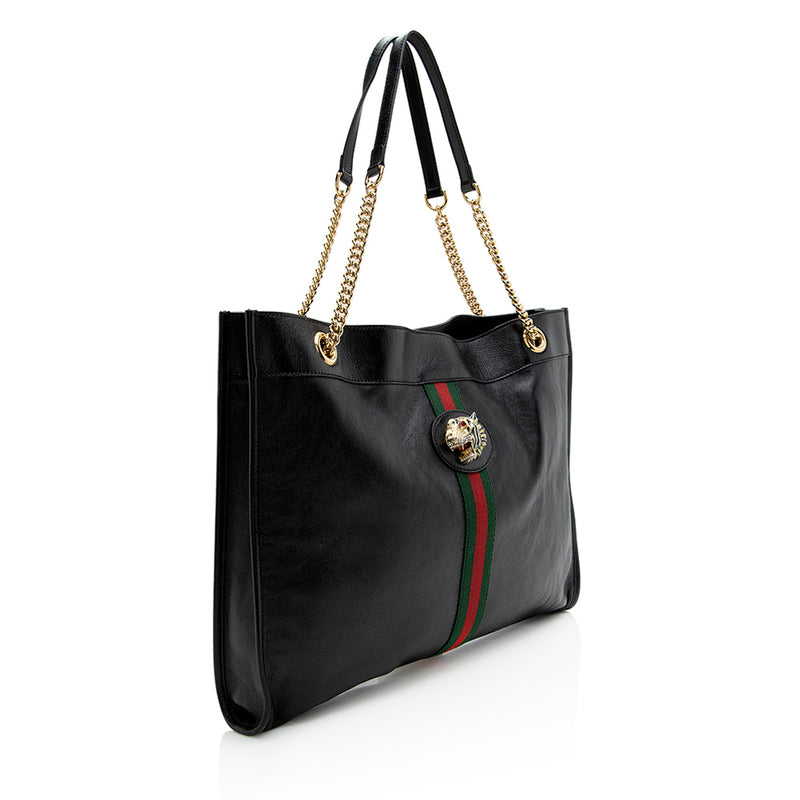 Gucci Leather Rajah Large Tote (SHF-23398)