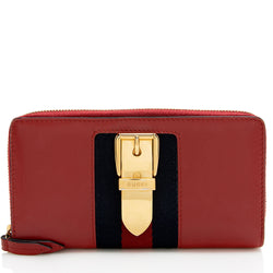 Gucci Leather Sylvie Zip Around Wallet (SHF-21336)