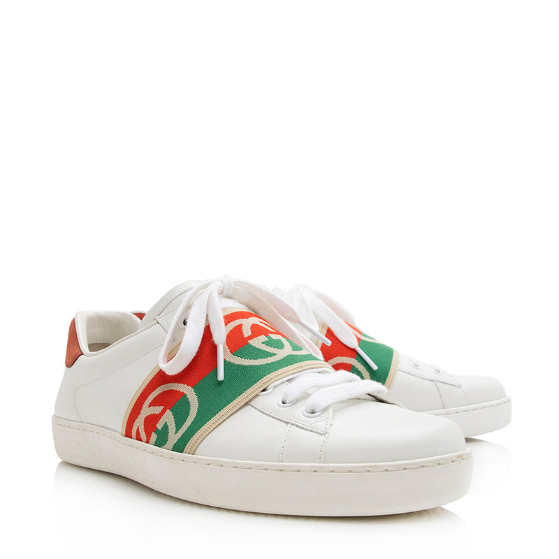 Gucci Leather Web GG Ace Sneakers - Size 10 / 40.5 (SHF-20888)