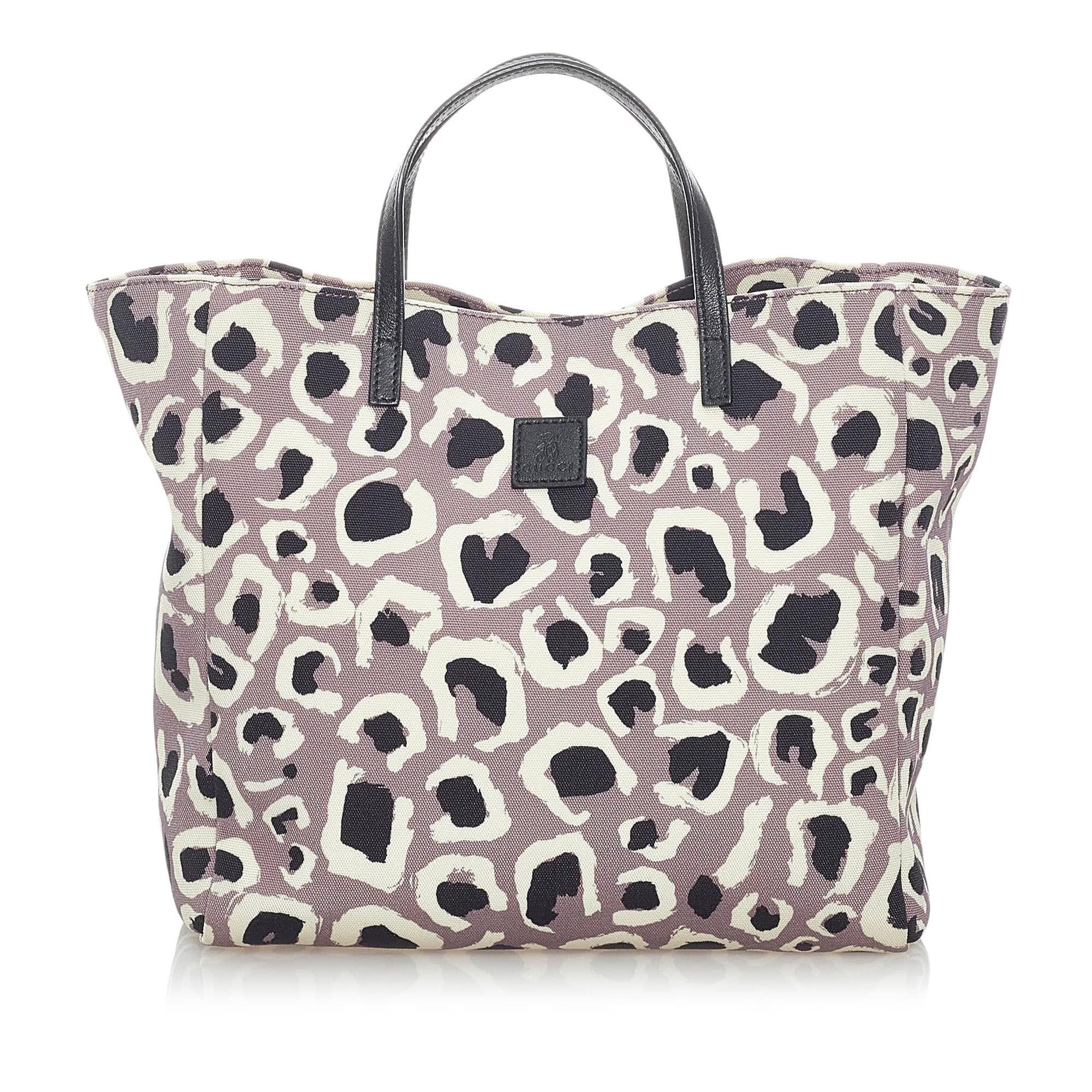 Gucci Leopard Printed Nylon Tote Bag (SHG-32254)