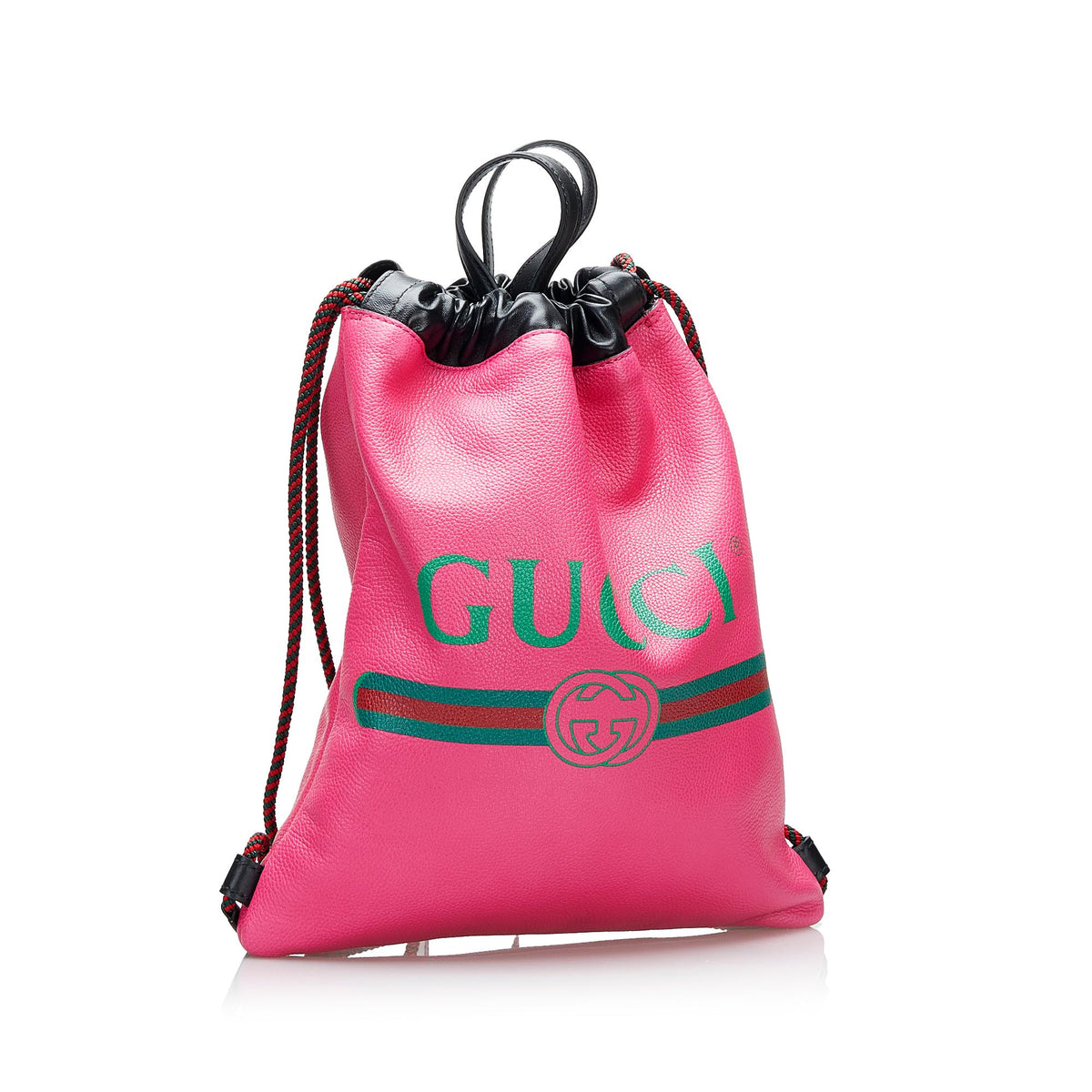 Pink Gucci Logo Drawstring Backpack Leather backpack Gucci Pink in Leather - 31360631 main image 2