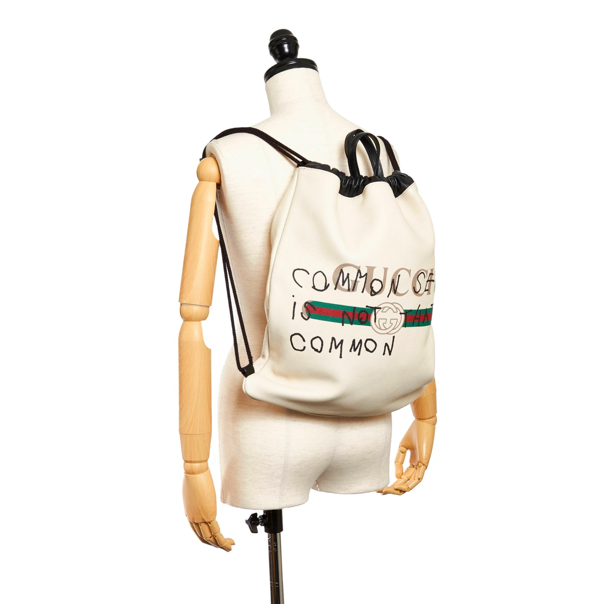 Gucci Logo Drawstring Leather Backpack (SHG-32109)