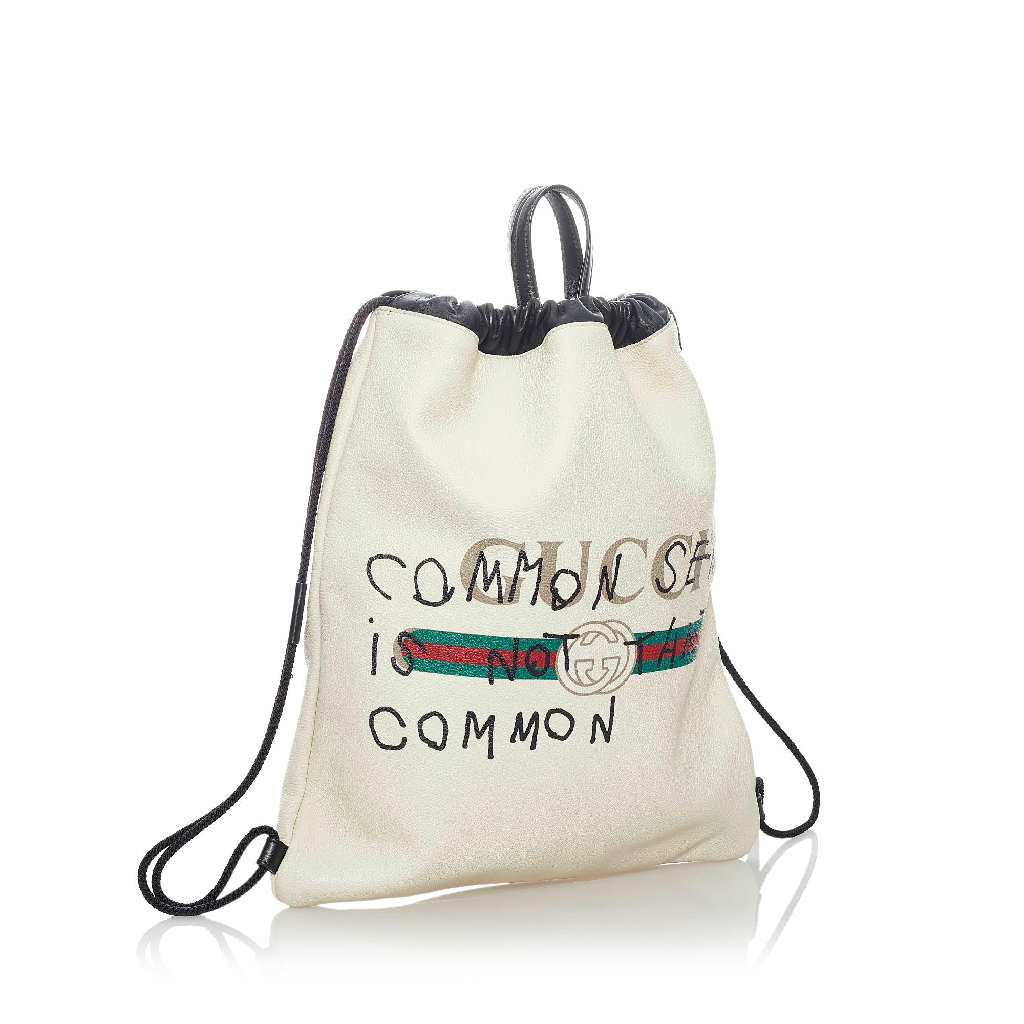 Gucci Logo Drawstring Leather Backpack (SHG-32109)