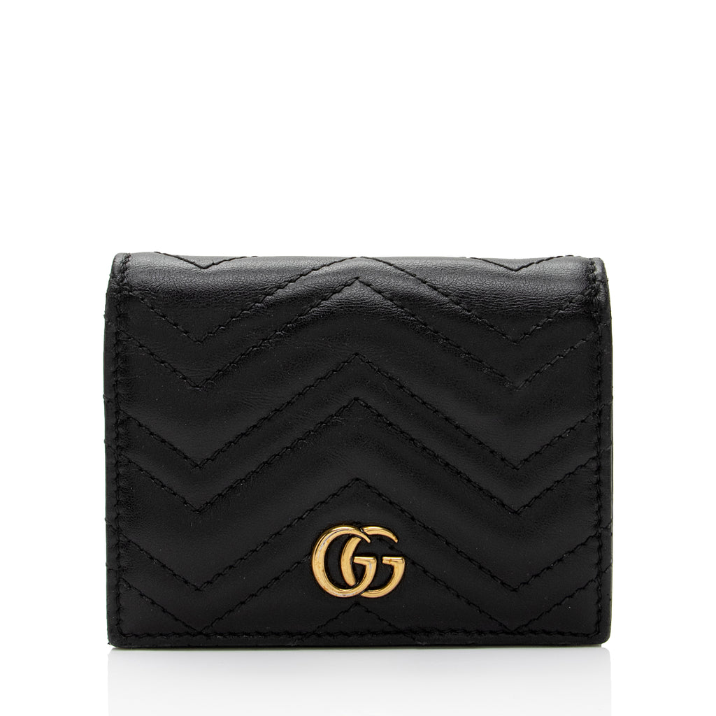 Black Leather GG Marmont Card Case Wallet