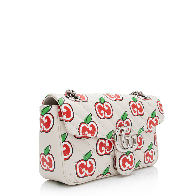 Gucci Matelasse Leather Apple Monogram GG Marmont Small Shoulder Bag (SHF-RyDLUZ)