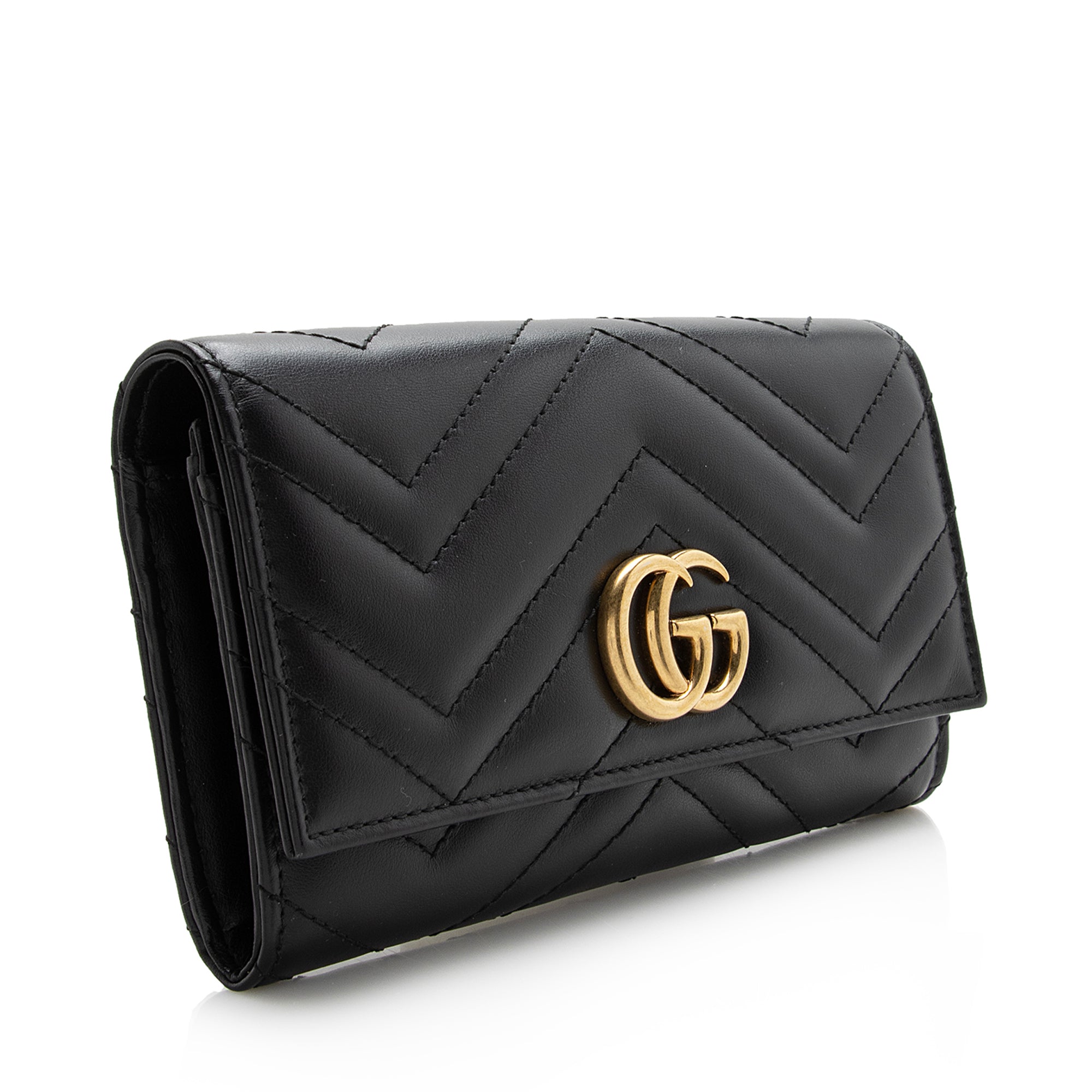 Gucci Matelasse Leather GG Marmont Continental Wallet (SHF-22692)