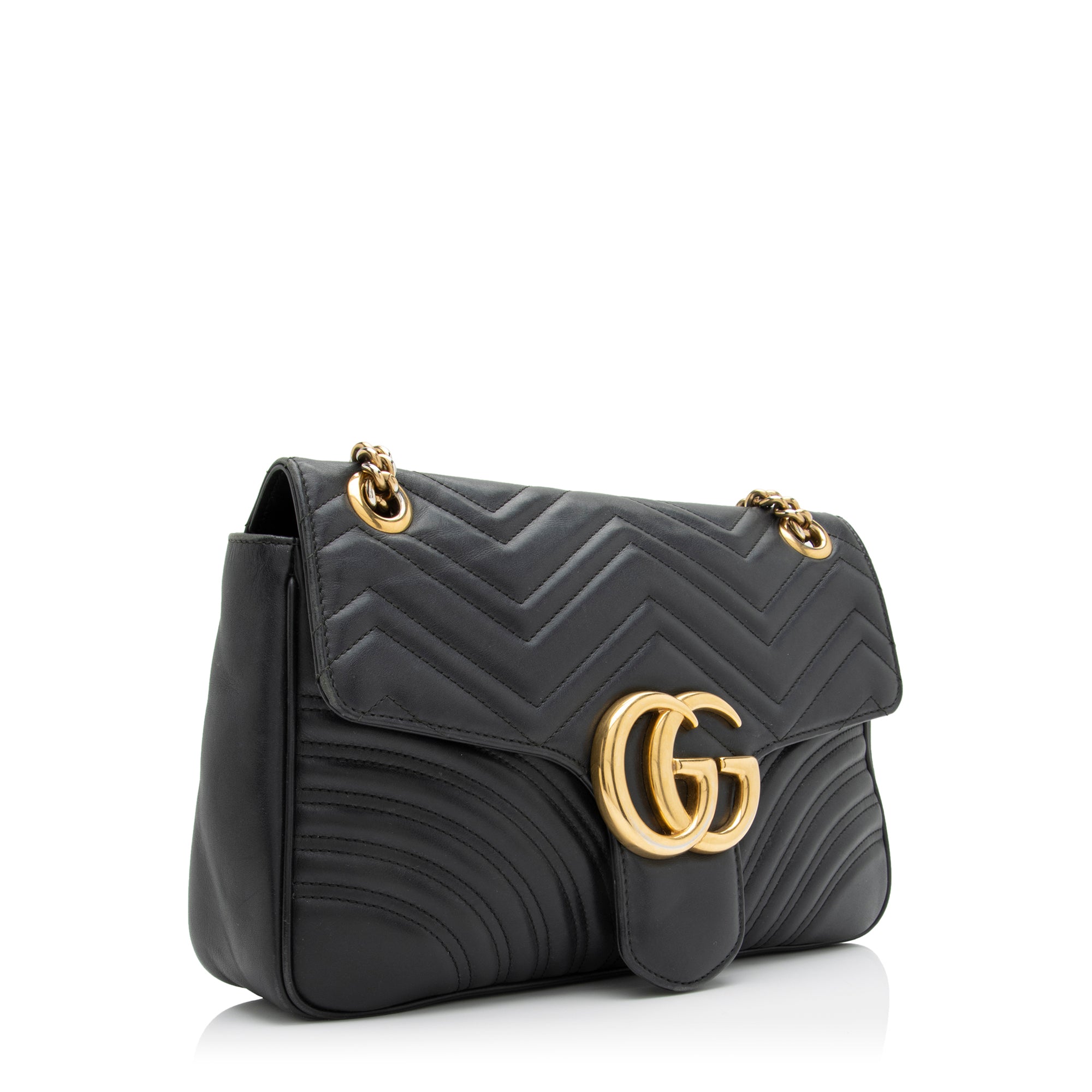 Gucci Matelasse Leather GG Marmont Medium Shoulder Bag (SHF-23834)