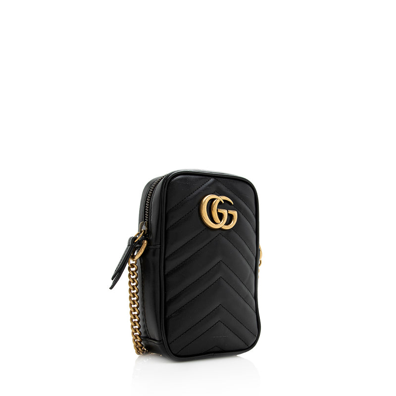 Gucci Matelasse Leather GG Marmont Mini Crossbody Bag (SHF-20776)