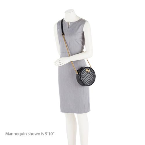 Gucci Matelasse Leather GG Marmont Round Mini Shoulder Bag (SHF-19018)