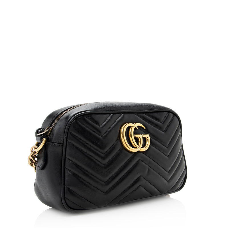 Gucci Metallic Matelasse Leather GG Marmont Mini Shoulder Bag (SHF