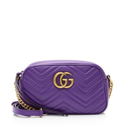 Gucci Purple GG Marmont Mini Leather Shoulder Bag