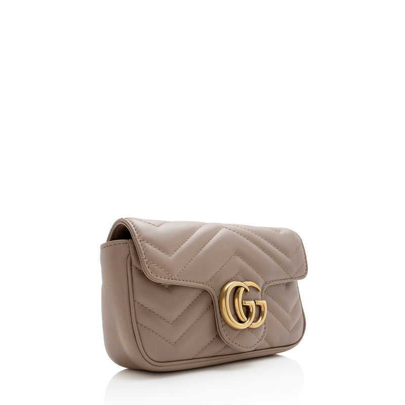 Gucci GG Marmont Matelasse Super Mini Bag Dusty Pink in Leather