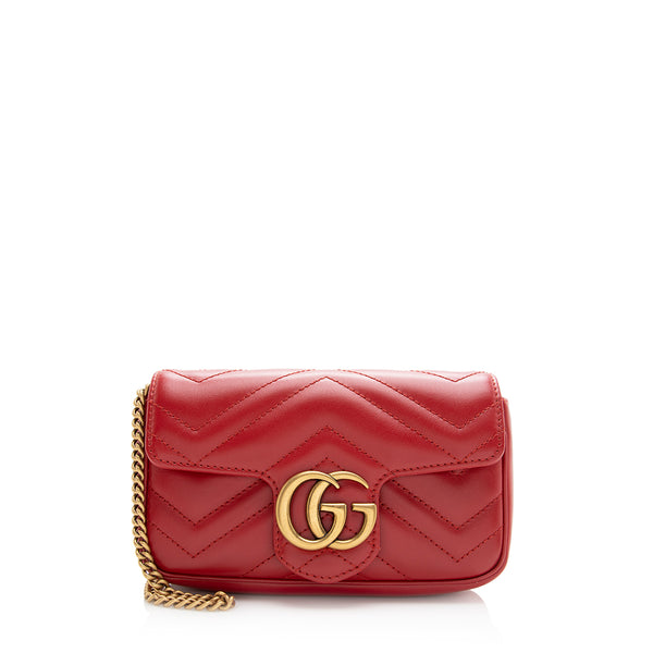 Gucci Matelasse Leather GG Marmont Super Mini Bag (SHF-20917)