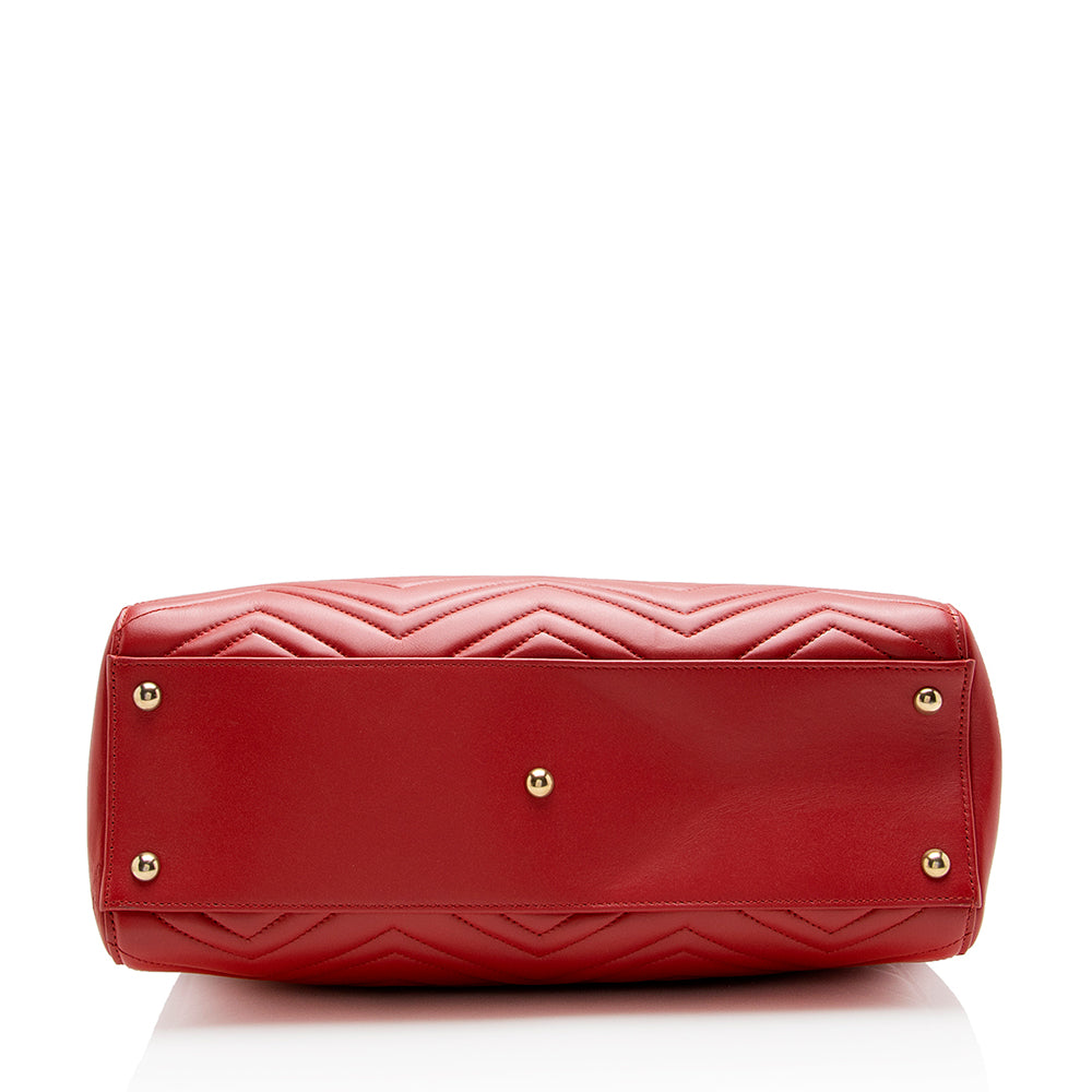 Gucci Matelasse Leather GG Marmont Top Handle Medium Satchel (SHF-15634)