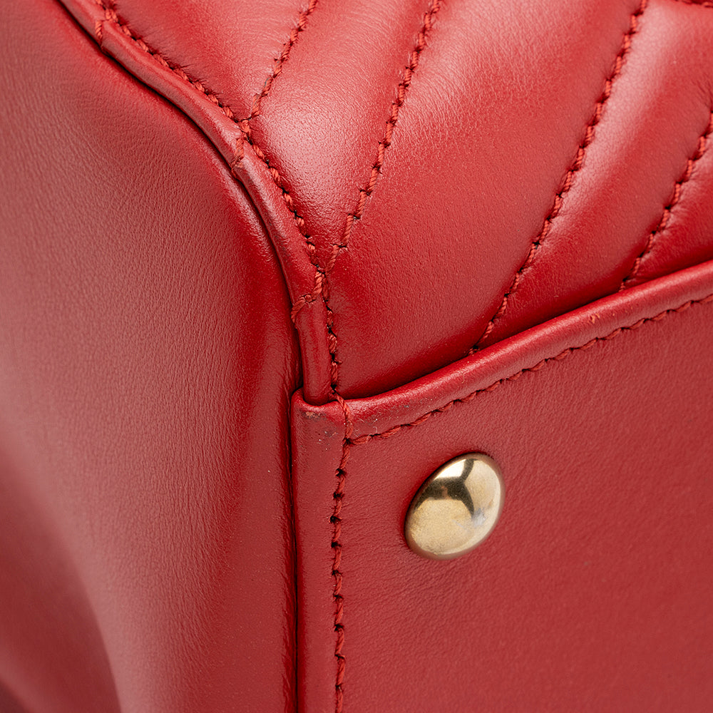 Gucci Matelasse Leather GG Marmont Top Handle Medium Satchel (SHF-15634)