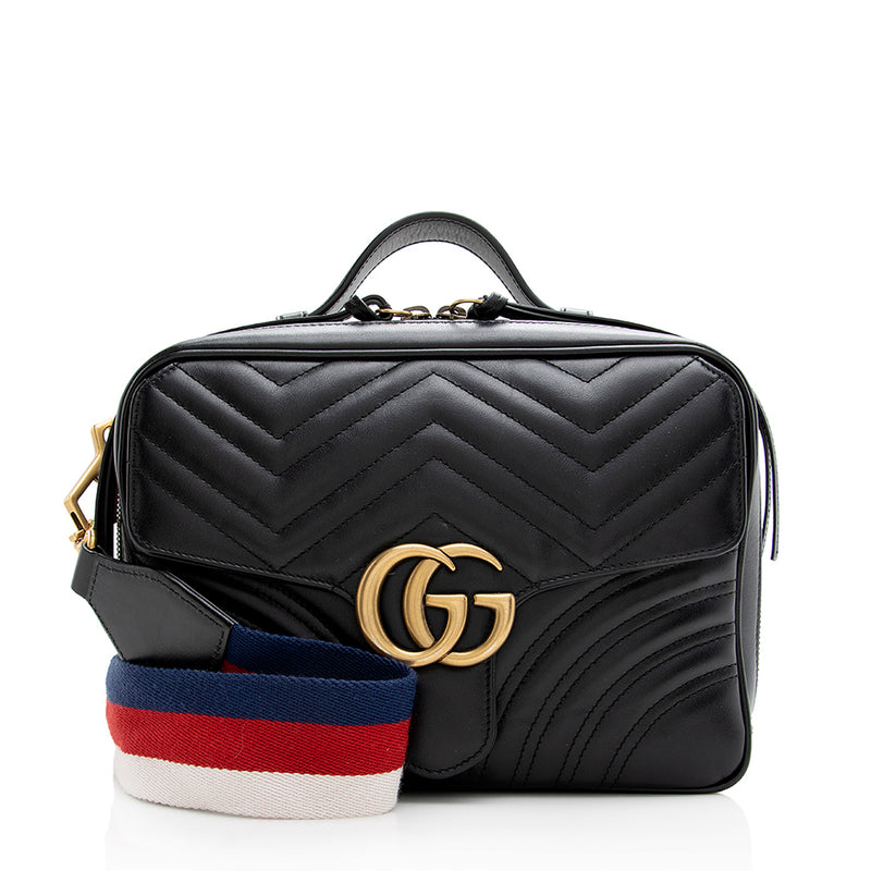 Gucci Matelasse Leather GG Marmont Top Handle Small Shoulder Bag (SHF- –  LuxeDH