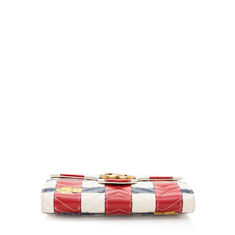 Gucci Marmont Chain Wallet Trompe L'oeil Red White Blue Leather