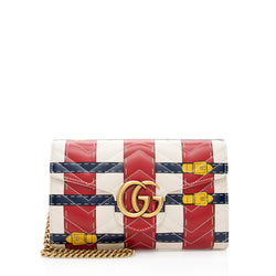 Gucci Matelasse Leather GG Marmont Trompe L'Oeil Wallet on Chain (SHF-18915)