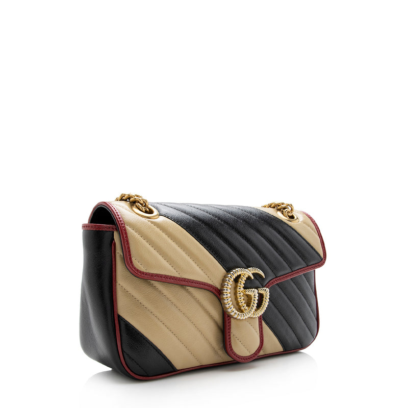 Gucci Matelasse Leather Torchon GG Marmont Small Shoulder Bag (SHF-14786)