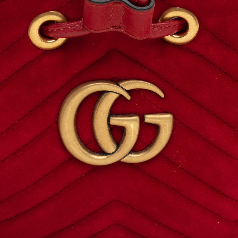 Gucci Matelasse Velvet GG Marmont Bucket Bag (SHF-22829)