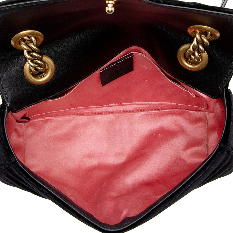 Gucci Matelasse Velvet GG Marmont Mini Shoulder Bag (SHF-15721)