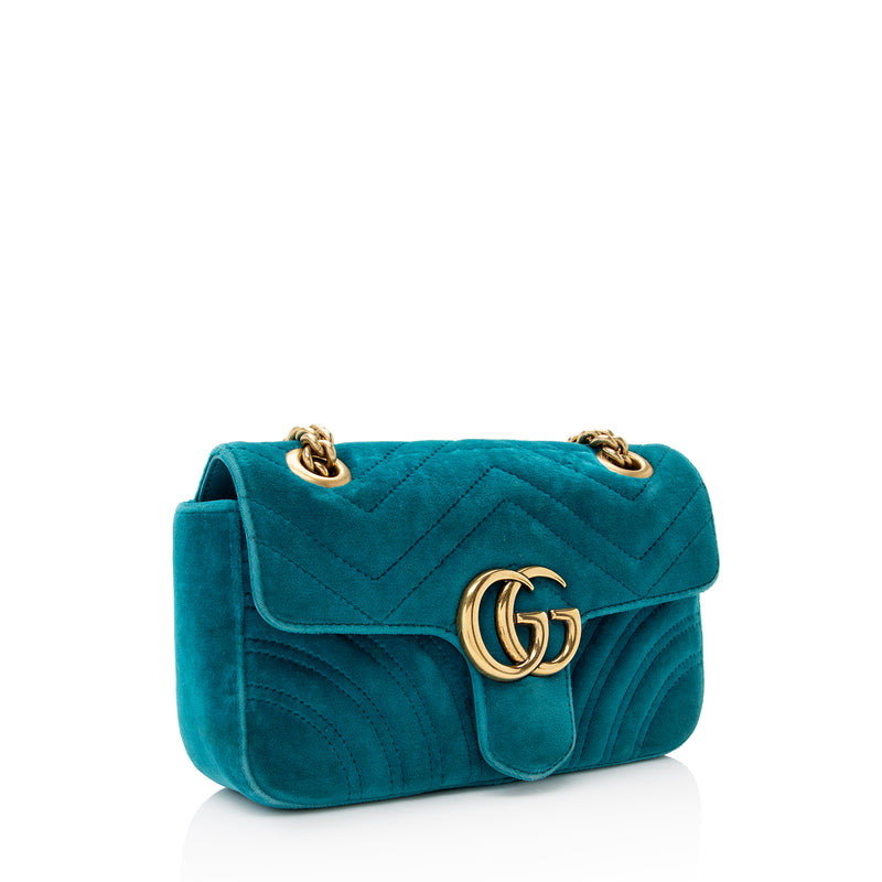 Gucci Matelasse Velvet GG Marmont Mini Shoulder Bag (SHF-22901)