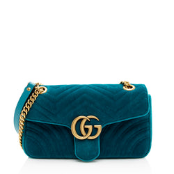 Gucci Matelasse Velvet GG Marmont Small Shoulder Bag (SHF-18936)