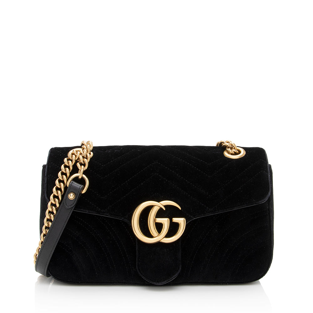Gucci Matelasse Velvet GG Marmont Small Shoulder Bag (SHF-19219)