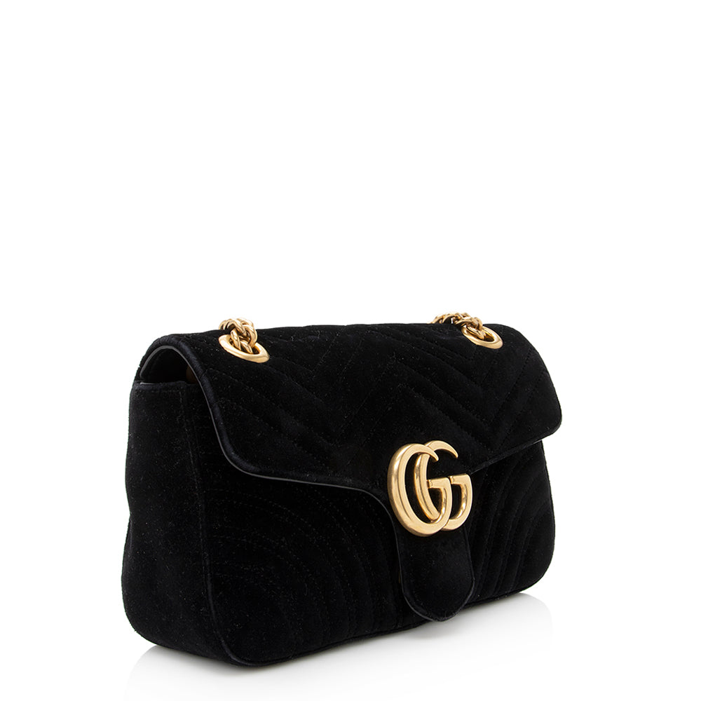 Gucci Matelasse Velvet GG Marmont Small Shoulder Bag (SHF-19219)