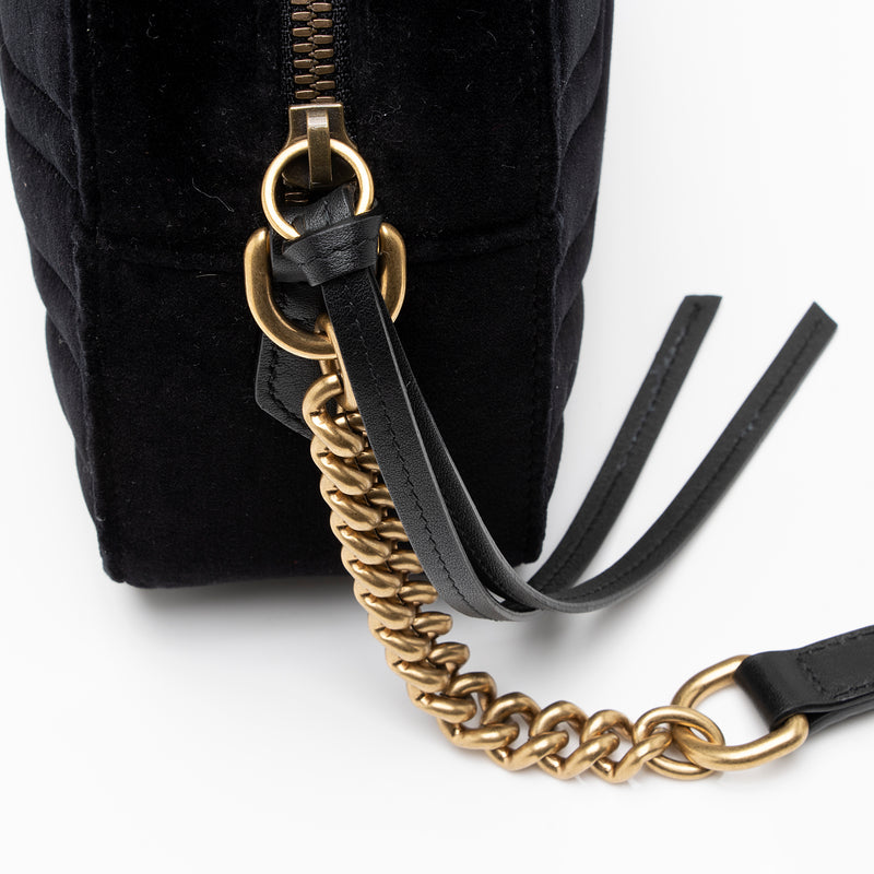 Gucci Matelasse Velvet GG Marmont Small Shoulder Bag (SHF-zFaOw0)