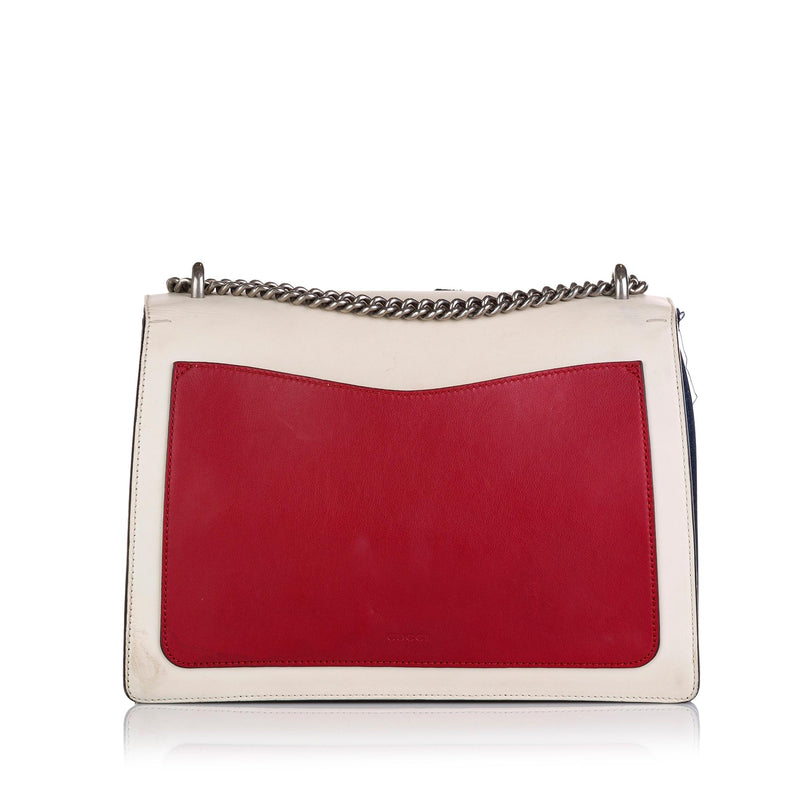 Gucci Blue/White/Red Leather Dionysus Medium Top Handle Bag
