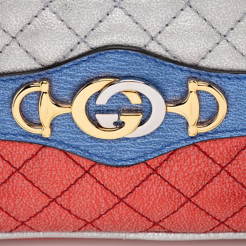 Gucci Metallic Leather Trapuntata GG Wristlet (SHF-15998)