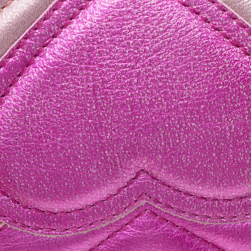 Gucci Metallic Matelasse Leather GG Marmont Mini Shoulder Bag (SHF-22837)