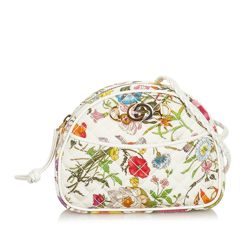 Gucci Mini Flora Trapuntata Canvas Crossbody Bag (SHG-26234)