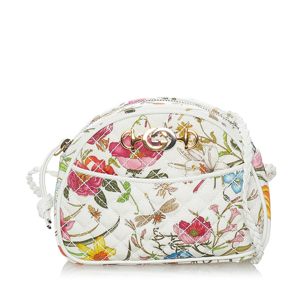 Gucci Mini Flora Trapuntata Canvas Crossbody Bag (SHG-30236)