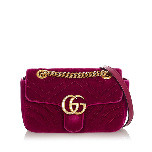 Gucci Mini GG Marmont Matelasse Velvet Crossbody Bag (SHG-29737)
