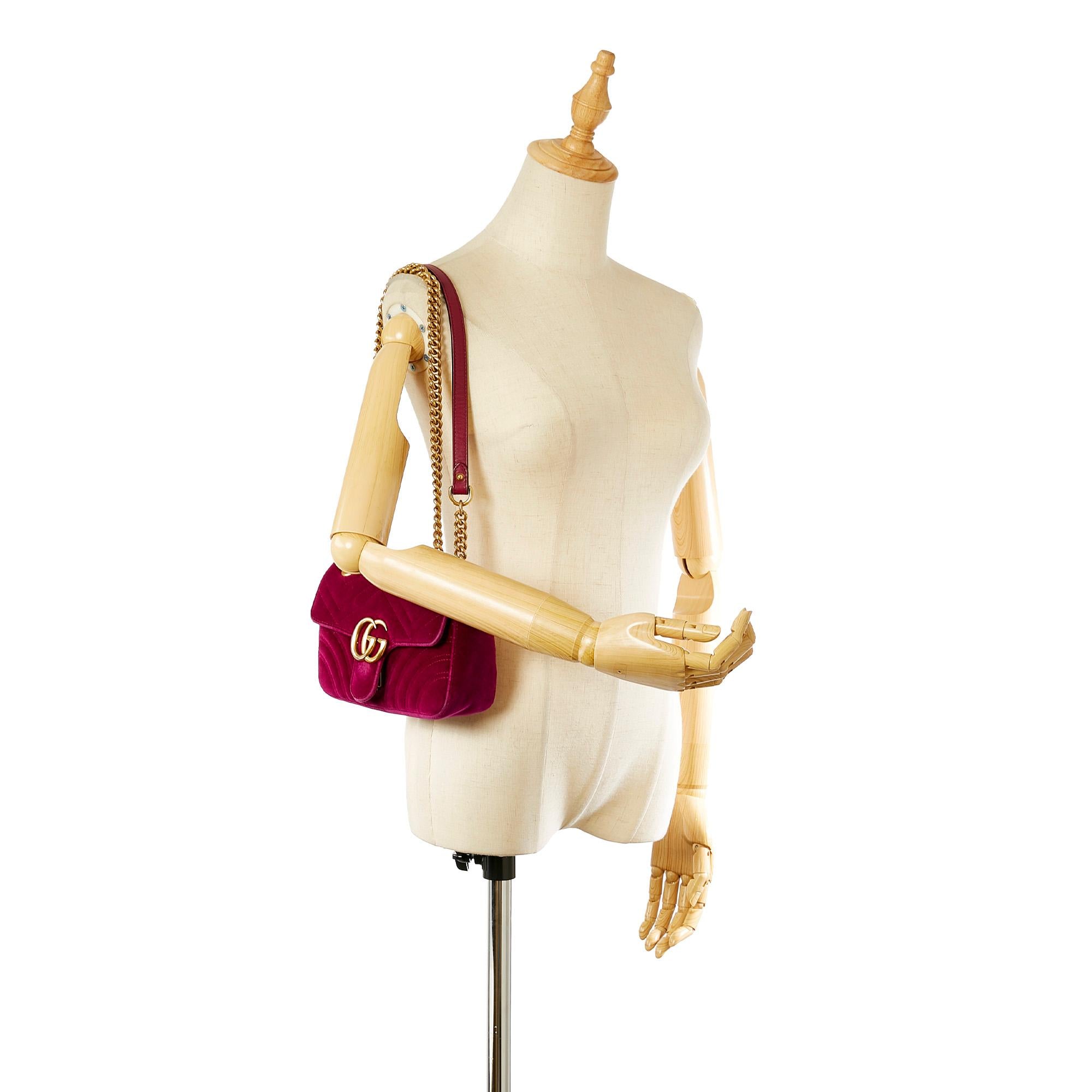 Gucci Mini GG Marmont Matelasse Velvet Crossbody Bag (SHG-29737)