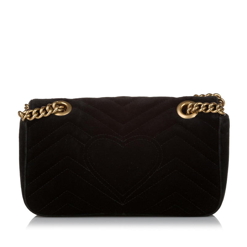 Gucci Mini GG Marmont Matelasse Velvet Crossbody Bag (SHG-32618)
