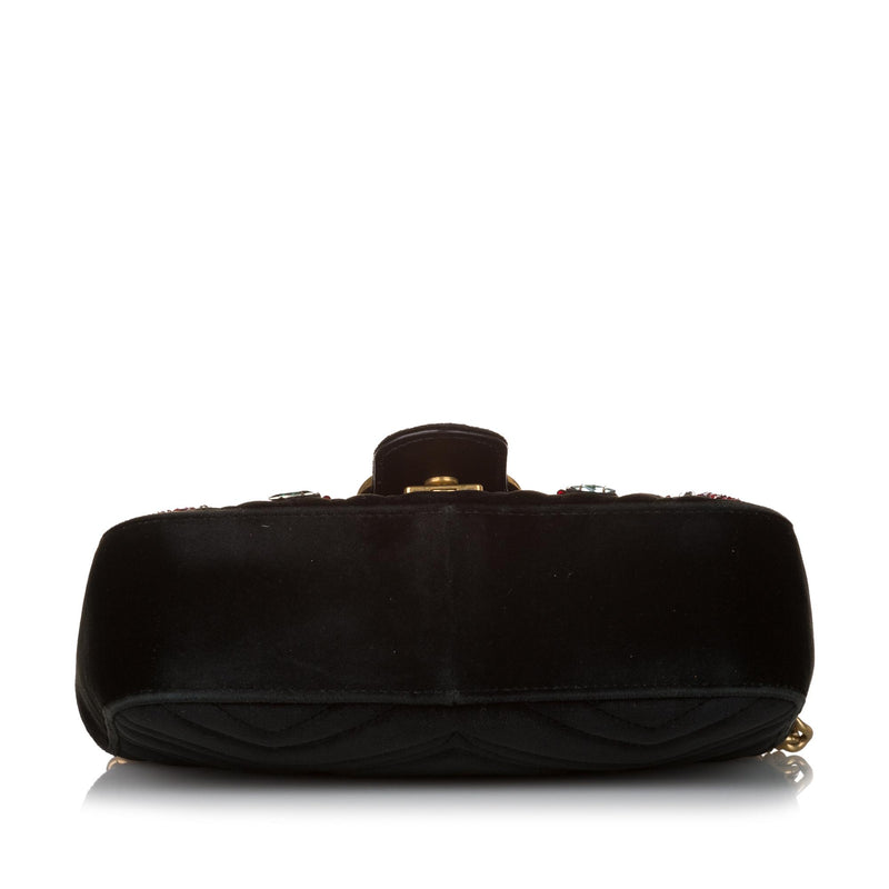 Gucci Mini GG Marmont Matelasse Velvet Crossbody Bag (SHG-32618)