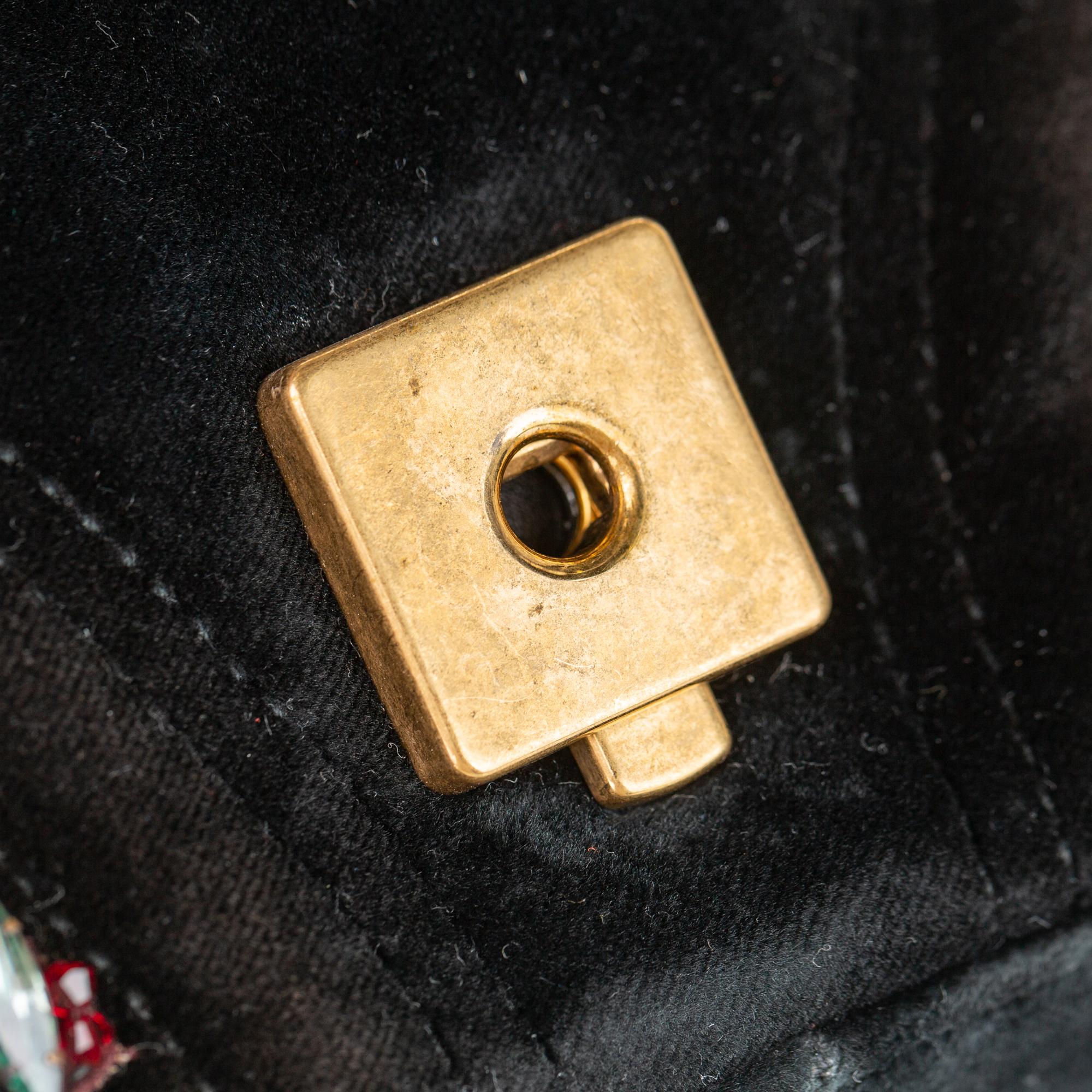 Gucci Mini GG Marmont Matelasse Velvet Crossbody Bag (SHG-32618)