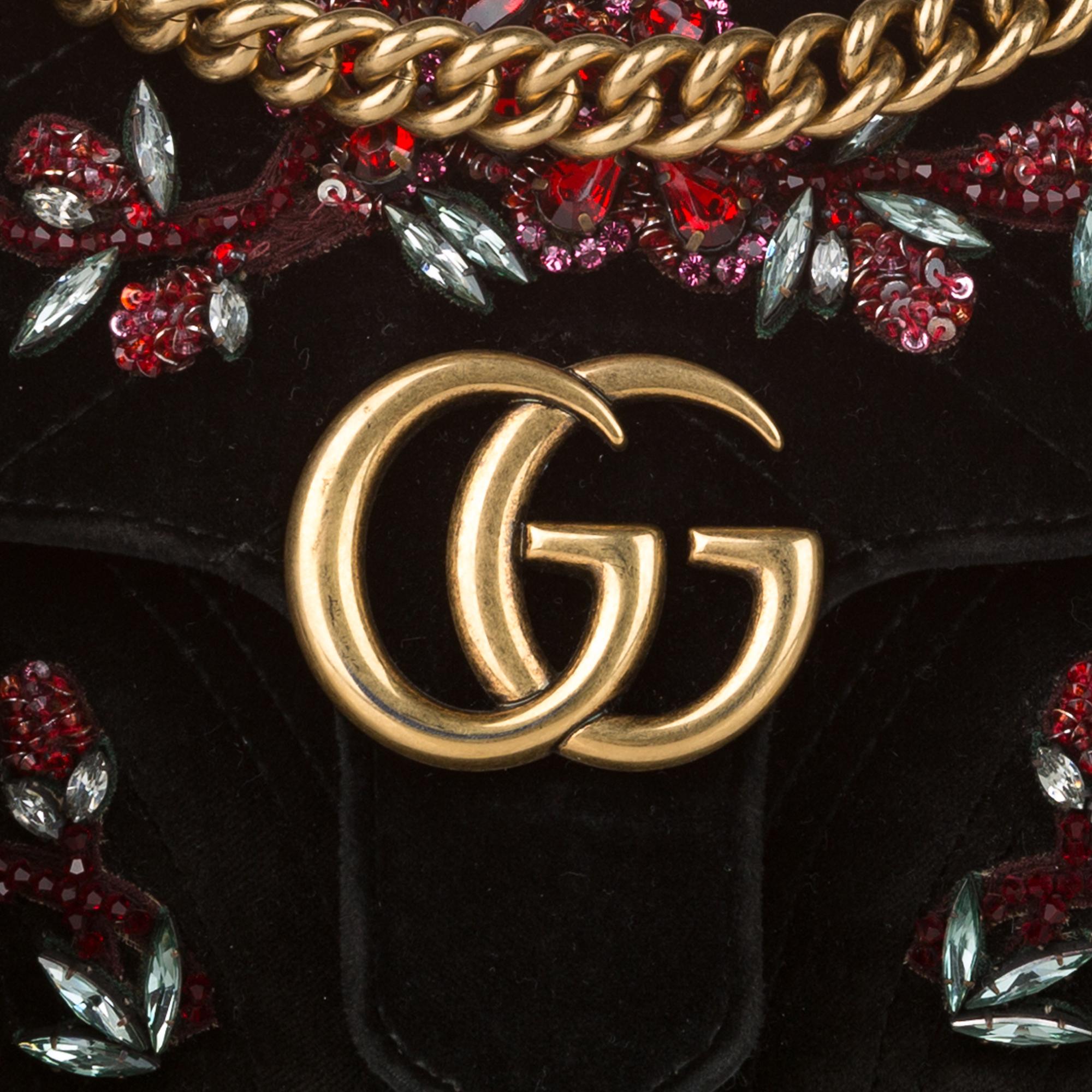 Gucci Mini GG Marmont Matelasse Velvet Crossbody Bag (SHG-32618)