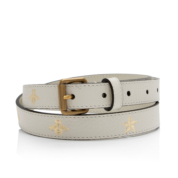 Gucci Pebbled Leather Bee Star Belt - Size 32 / 80 (SHF-Snm7Tt)